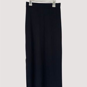 SHEIN Black Ribbed Maxi Skirt with Side Slits